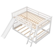 CRO Decor Full over Full Bunk Bed with Convertible Slide and Ladder (White)