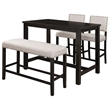 CRO Decor 4 Piece Wooden Counter Height Dining Table Set with Upholstered Bench
