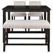 CRO Decor 4 Piece Wooden Counter Height Dining Table Set with Upholstered Bench