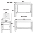 CRO Decor 4 Piece Wooden Counter Height Dining Table Set with Upholstered Bench