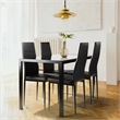 CRO Decor 5 PC Dining Table Set Tempered Glass Dining Table  Faux Leather Chairs