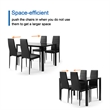 CRO Decor 5 PC Dining Table Set Tempered Glass Dining Table  Faux Leather Chairs