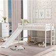 CRO Decor Twin Size Low Loft Bed with Ladder and Slide (White)