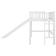 CRO Decor Twin Size Low Loft Bed with Ladder and Slide (White)