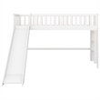 CRO Decor Twin Size Low Loft Bed with Ladder and Slide (White)