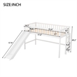 CRO Decor Twin Size Low Loft Bed with Ladder and Slide (White)