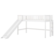 CRO Decor Twin Size Low Loft Bed with Ladder and Slide (White)