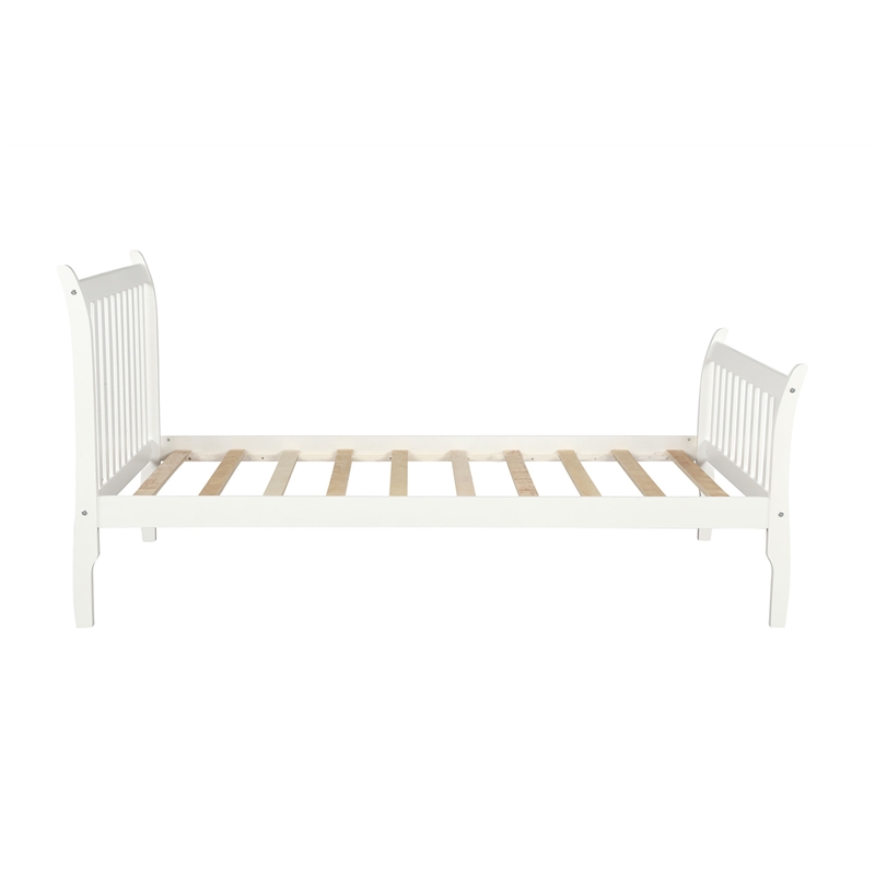 CRO Decor Platform Bed Frame with Wood Slat Support Twin (White)
