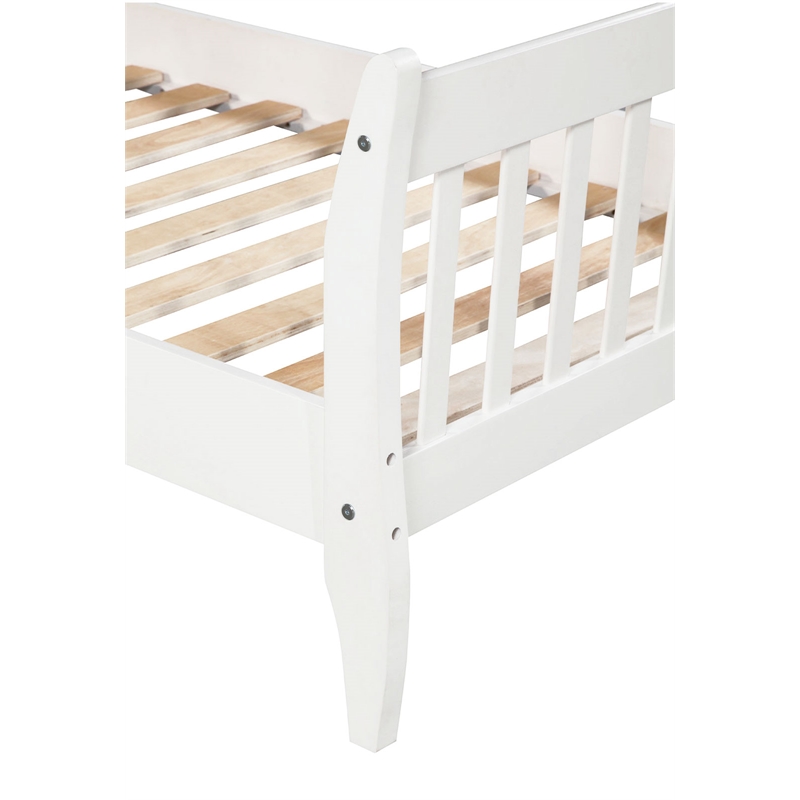 CRO Decor Platform Bed Frame with Wood Slat Support Twin (White)