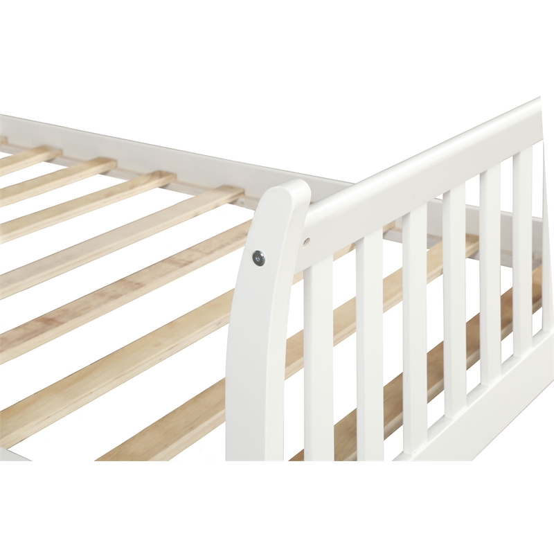 CRO Decor Platform Bed Frame with Wood Slat Support Twin (White)