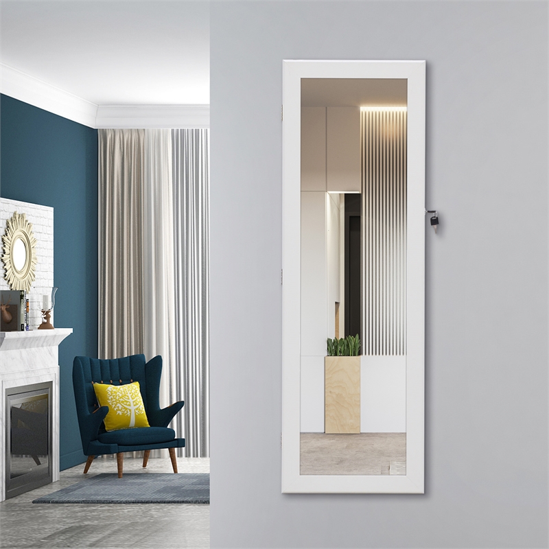CRO Decor Jewelry Storage Mirror Cabinet With LED Lights Can Be Hung On