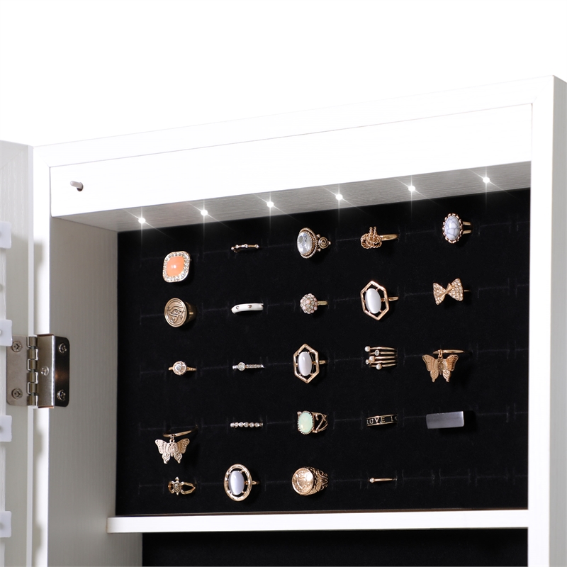 CRO Decor Jewelry Storage Mirror Cabinet With LED Lights Can Be Hung On
