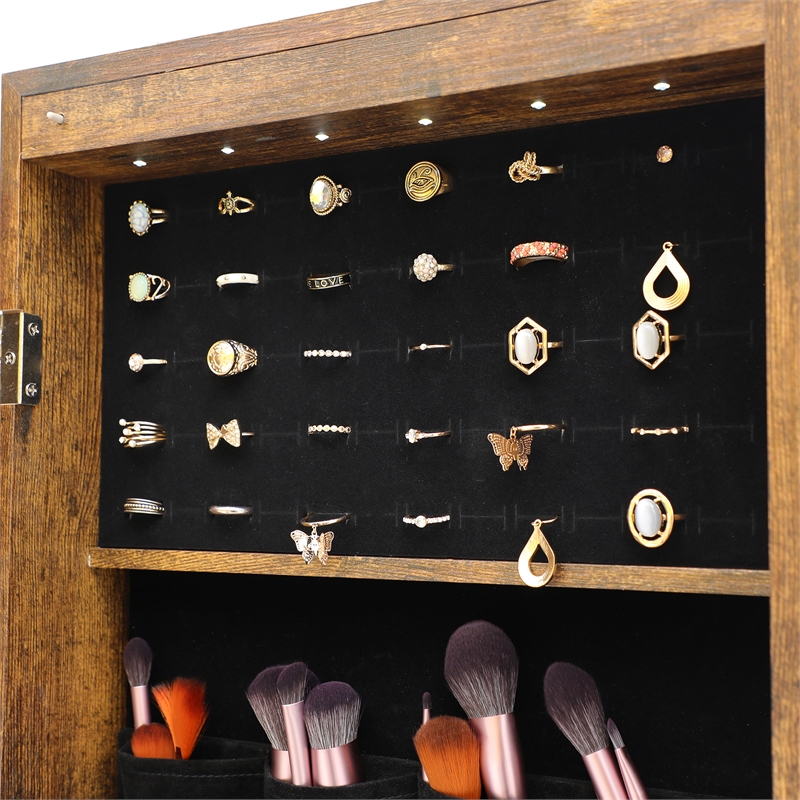 CRO Decor Jewelry Storage Mirror Cabinet With LED Lights Can Be Hung On