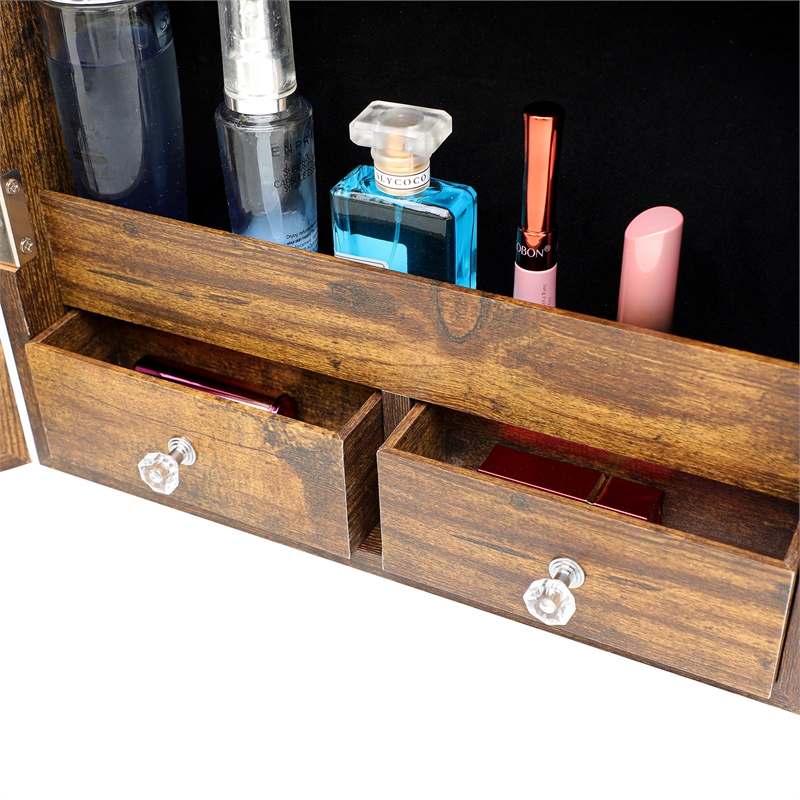 CRO Decor Jewelry Storage Mirror Cabinet With LED Lights Can Be Hung On