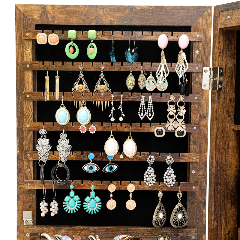 CRO Decor Jewelry Storage Mirror Cabinet With LED Lights Can Be Hung On