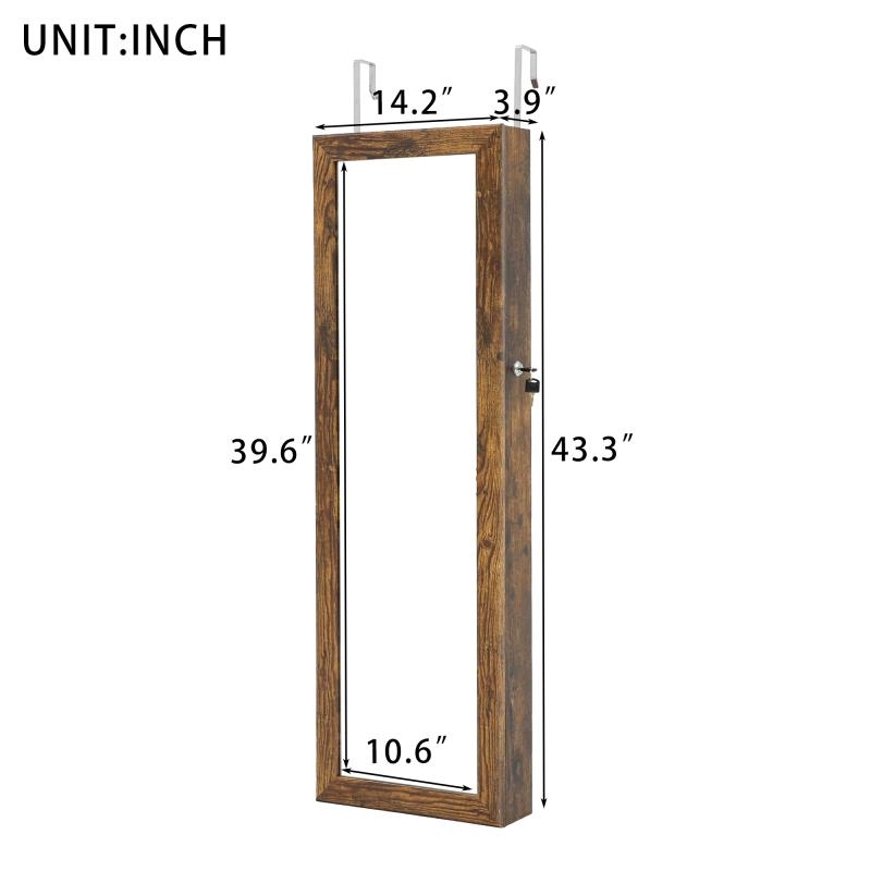 CRO Decor Jewelry Storage Mirror Cabinet With LED Lights Can Be Hung On