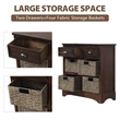 CRO Decor Storage Cabinet with 2 Drawers and 4 Classic Rattan Basket (Espresso)