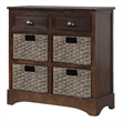 CRO Decor Storage Cabinet with 2 Drawers and 4 Classic Rattan Basket (Espresso)