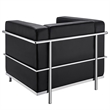 CRO Decor Black Genuine Leather Armchair with Encasing Stainless Steel Frame