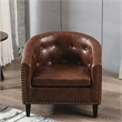CRO Decor PU Leather Tufted Barrel ChairTub Chair (Brown)