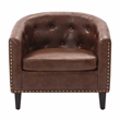 CRO Decor PU Leather Tufted Barrel ChairTub Chair (Brown)