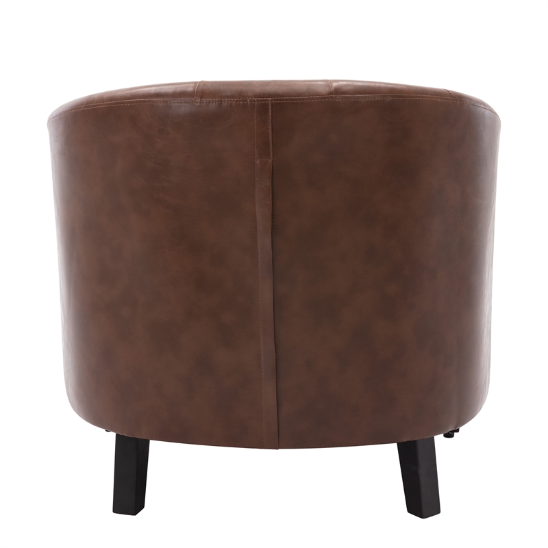 CRO Decor PU Leather Tufted Barrel ChairTub Chair (Brown)