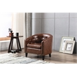 CRO Decor PU Leather Tufted Barrel ChairTub Chair (Brown)