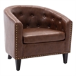 CRO Decor PU Leather Tufted Barrel ChairTub Chair (Brown)