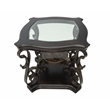 CRO Decor 26.3 in. Dark Brown MDF Square Top Glass End Table