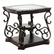 CRO Decor 26.3 in. Dark Brown MDF Square Top Glass End Table