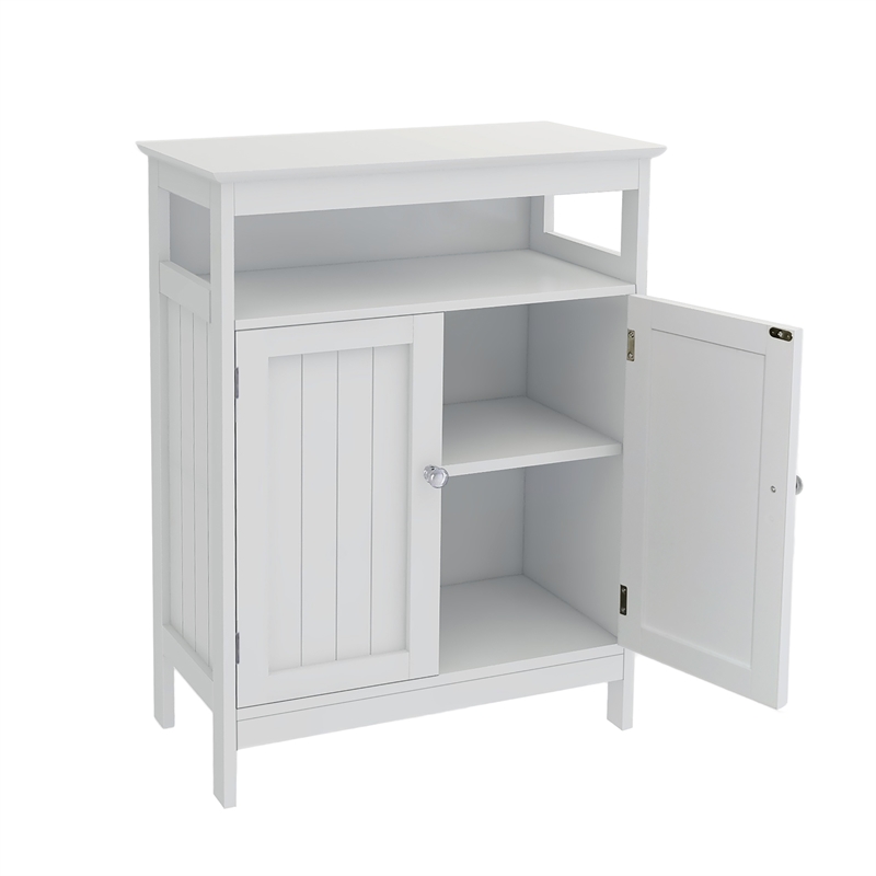 CRO Decor Bathroom Standing Storage with Double Shutter Doors Cabinet-White