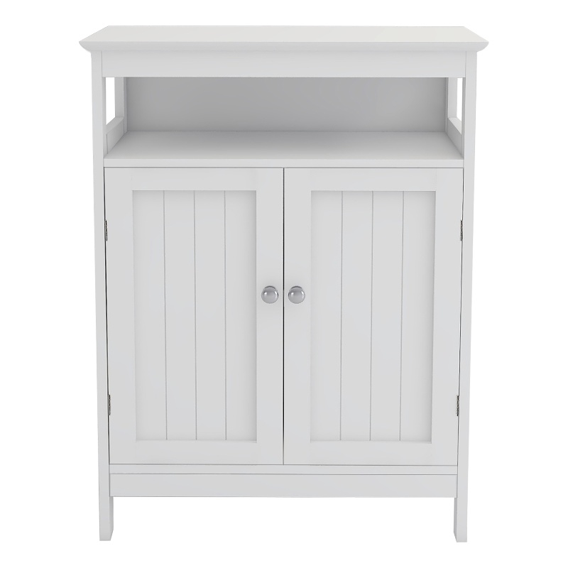 CRO Decor Bathroom Standing Storage with Double Shutter Doors Cabinet-White