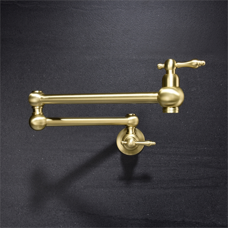 CRO Decor Pot Filler Faucet Brass  Wall Mount in Gold