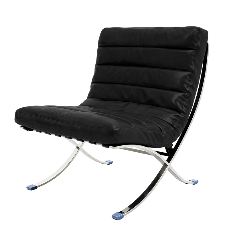 CRO Decor 29.3'' W Genuine Leather Accent Lounge Chair (Black)