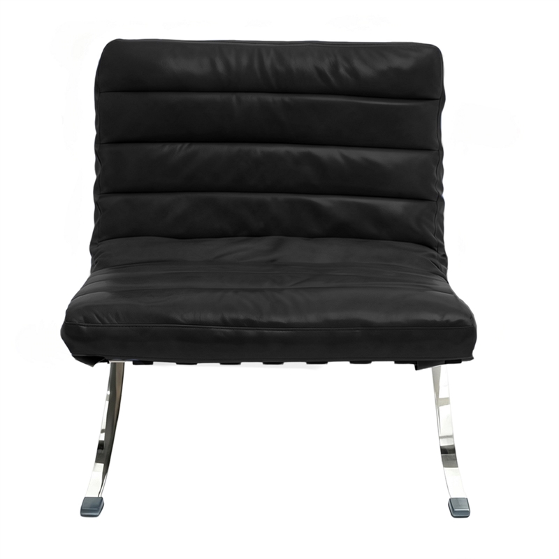 CRO Decor 29.3'' W Genuine Leather Accent Lounge Chair (Black)