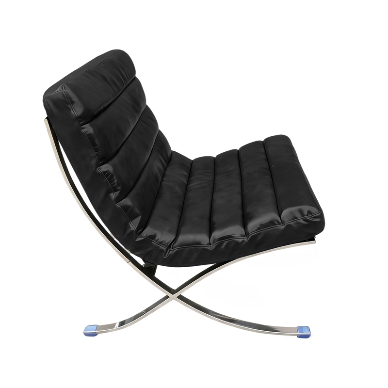 CRO Decor 29.3'' W Genuine Leather Accent Lounge Chair (Black)
