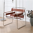 CRO Decor Amber recycled leather Club Steel Frame Armchair (Saddle Leather)