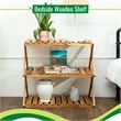 CRO Decor 3 Tiers Wooden Plants Stand Foldable Shoe Rack Multipurpose (Natural)