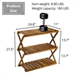 CRO Decor 3 Tiers Wooden Plants Stand Foldable Shoe Rack Multipurpose (Natural)