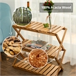 CRO Decor 3 Tiers Wooden Plants Stand Foldable Shoe Rack Multipurpose (Natural)
