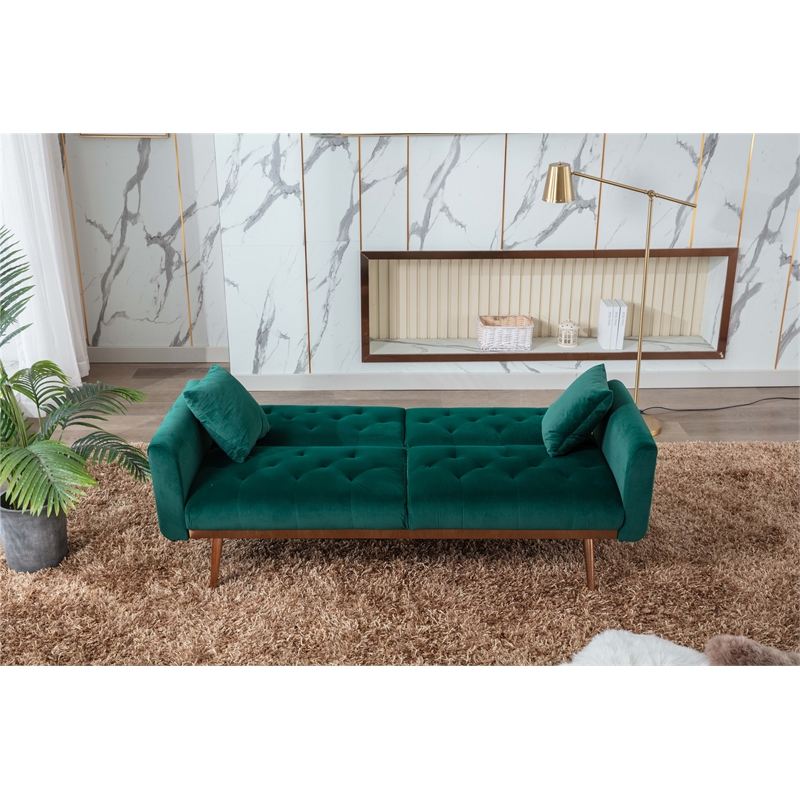 CRO Decor Modern Velvet Sofa Convertible Sleeper Sofa (Green)