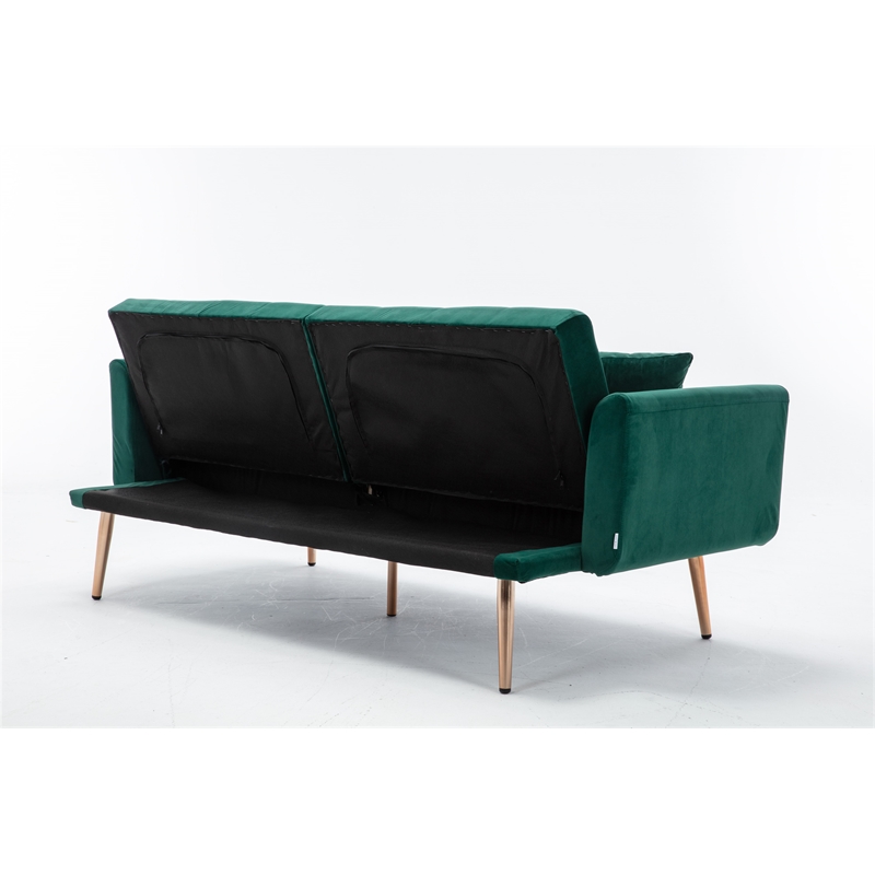 CRO Decor Modern Velvet Sofa Convertible Sleeper Sofa (Green)