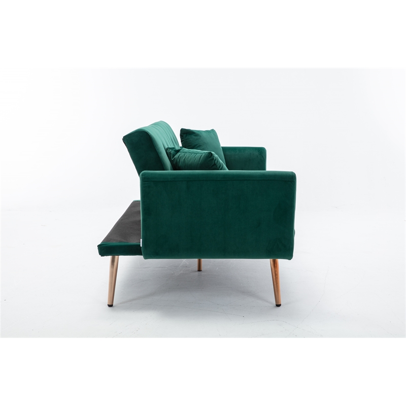 CRO Decor Modern Velvet Sofa Convertible Sleeper Sofa (Green)