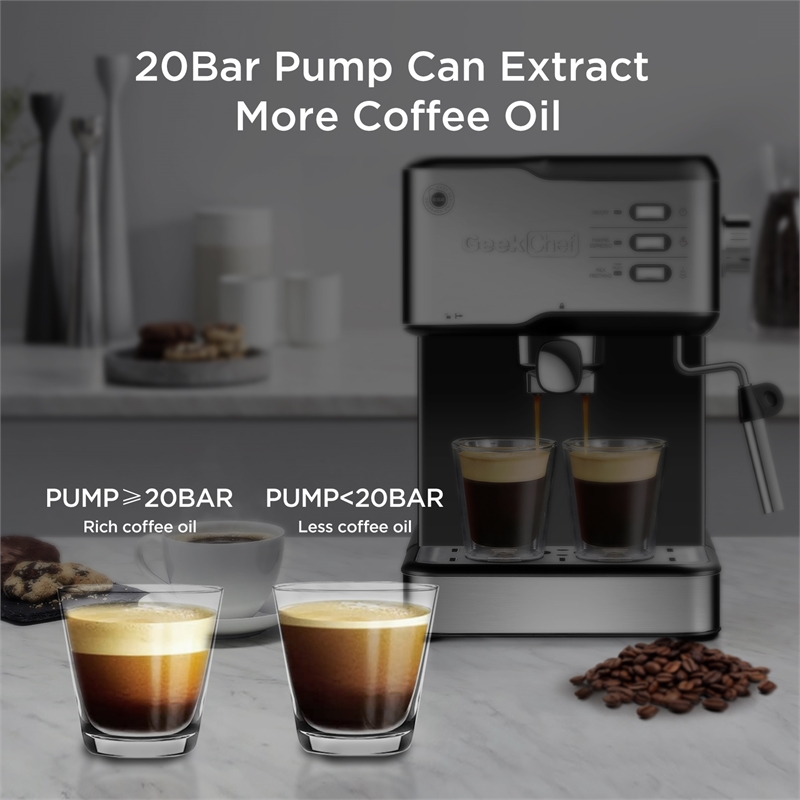 Espresso Machine 20-Bar Espresso Maker 1.5L Water Tank (Sliver)