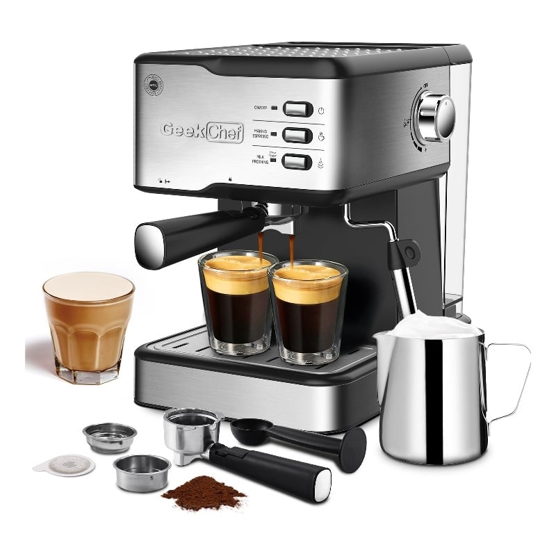 Espresso Machine 20-Bar Espresso Maker 1.5L Water Tank (Sliver)