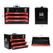 CRO Decor 3 Drawers Tool Box With Tool Set Black Detachable Tool Cart with Lock