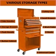 CRO Decor High Capacity Tool Chest with Wheels 8 Drawers Tool Storage (Orange)