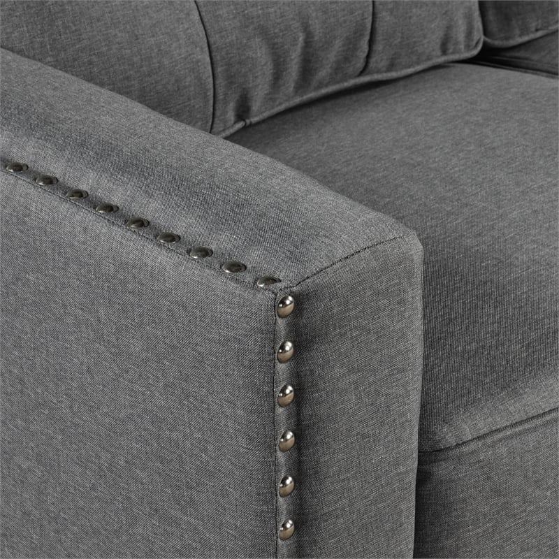 CRO Decor 3 Piece Sectional Sofa Linen Living Room Set with Tufted Cushions