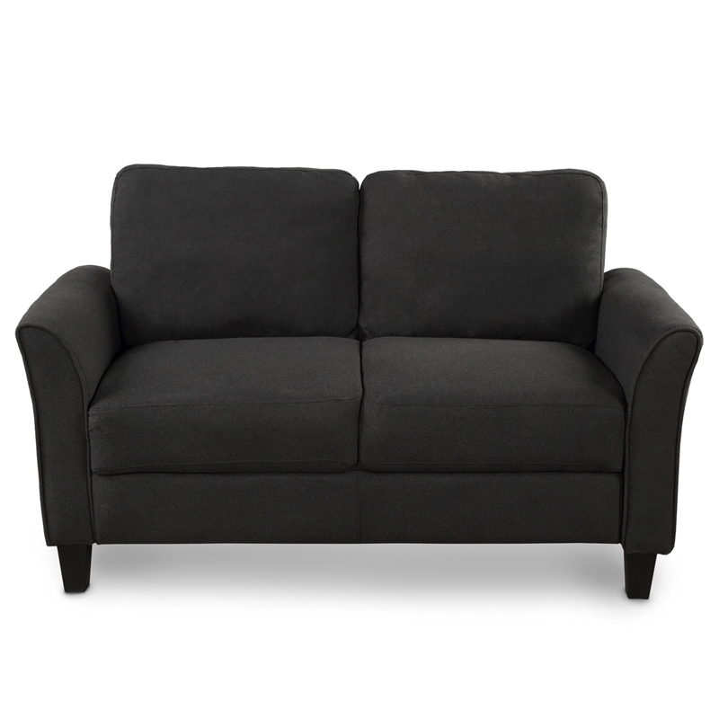 CRO Decor 3 Piece Sectional Sofa Set Living Room Soft Linen Fabric (Black)