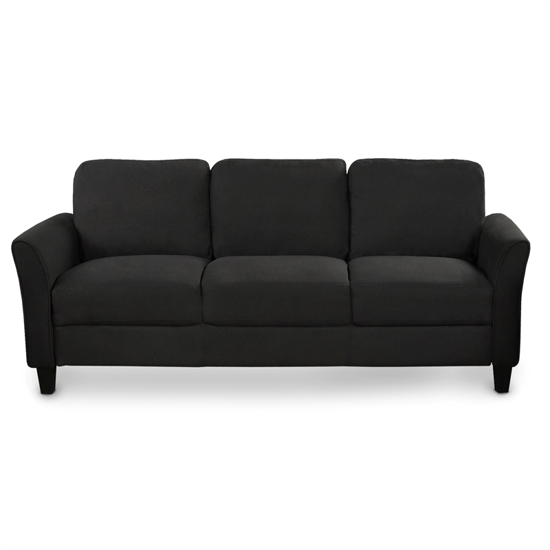 CRO Decor 3 Piece Sectional Sofa Set Living Room Soft Linen Fabric (Black)